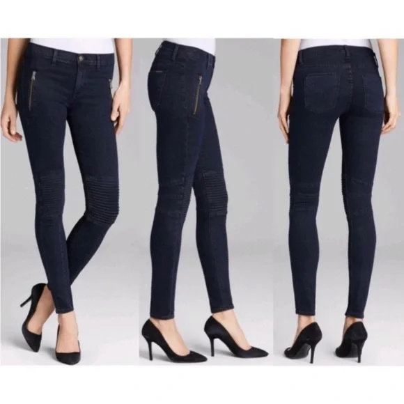 Hudson Jeans Stark Moto Pant Skinny Blue Wild Dark Wash Blue Size 27 (4) New NWT